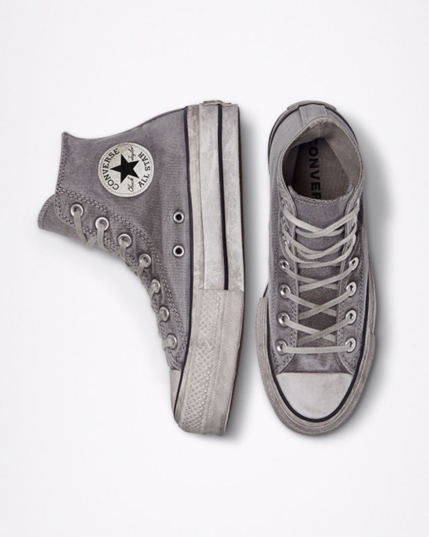 Women's Converse Chuck Taylor All Star Lift Smoked Canvas High Top Platform Shoes Grey / White | AU 1E93CQ